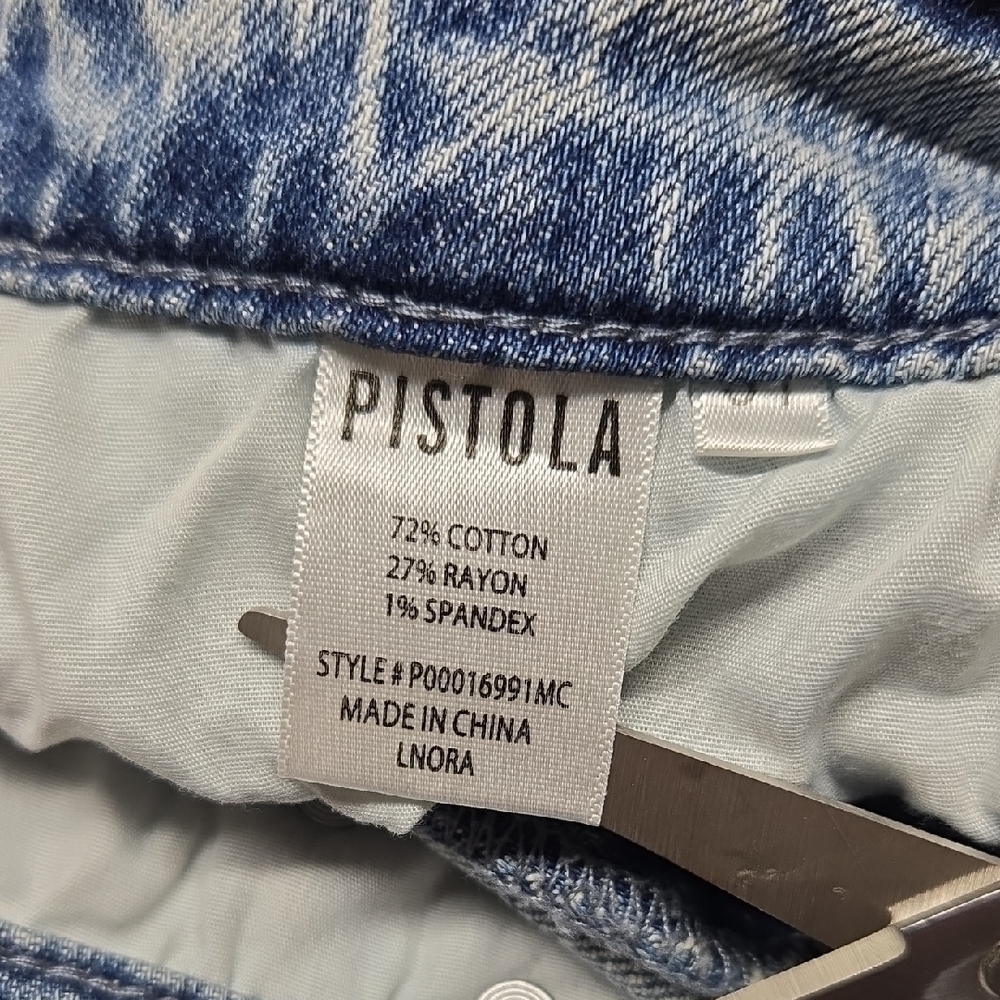 🏠 Pistola Cassie Super High Rise Blue Denim Jeans Size 31 - Picture 4 of 11
